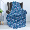 thumbnail image 4 of Tropical Soft Flannel Fleece Blanket, Exotic Palm Leaves Monochrome Composition of Nature Elements Pastel Background, Cozy Plush for Indoor and Outdoor Use, 60" x 80", Blue Pale Pink, by Ambesonne, 4 of 5