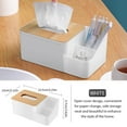 thumbnail image 3 of Bamboo Tissue Box Holder,Tissue Box Cover with 2 Compartments Storage Tissue Box Caddy Clutter Organizer for End Table in Bathroom,Bedroom and Living Room,9.3x5.1x3.8inch, 3 of 9