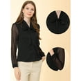 thumbnail image 2 of INSPIRE CHIC Blusa De Manga Larga De Gasa Con Cuello Anudado Para Mujer Negro L, 2 of 5