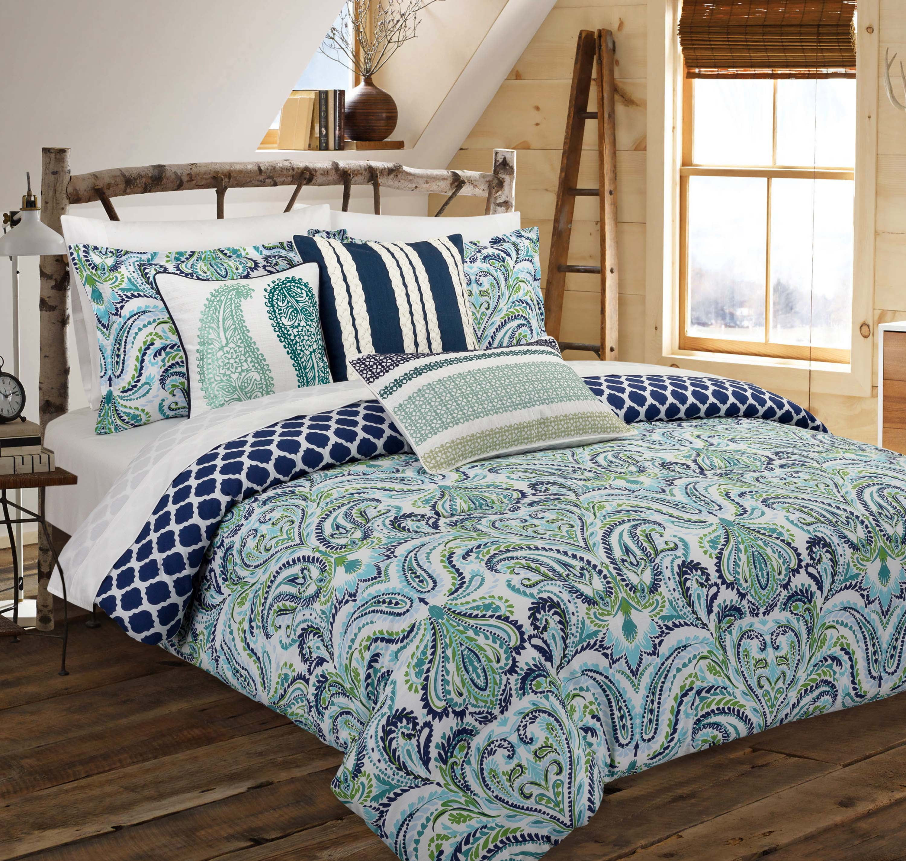 Painterly Paisley Blue Full/Queen Comforter Set