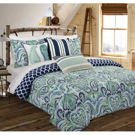 Painterly Paisley Blue Full/Queen Comforter Set - Walmart.com