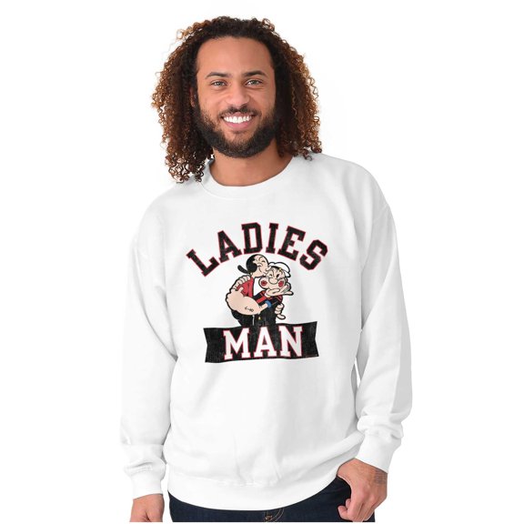 Olive Oyl And Popeye Kiss Ladies Man Men's Crewneck Sweatshirt Brisco Brands M