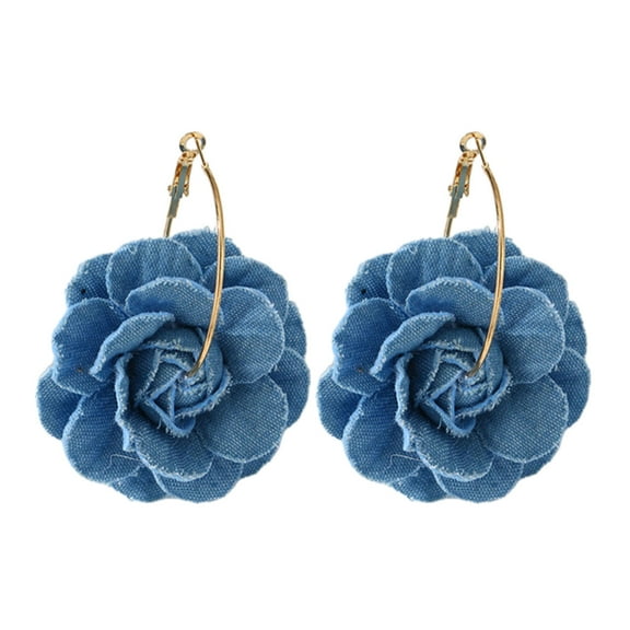 UNTERING Earrings Handmade Floral Earrings Blue Flower Earrings Stylish Denims Flowers Drop Earwear Jewelry Ornament for Women