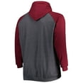 thumbnail image 3 of Men's Fanatics Burgundy/Heathered Charcoal Washington Football Team Big & Tall Lightweight Raglan Pullover Hoodie, 3 of 3