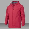 thumbnail image 3 of Mens Jacket Coat Thin Outdoor Windproof Mountaineering Hardshell Layer Bussiness Coat Men,Red,6XL, 3 of 4