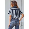 thumbnail image 1 of ABPHQTO Camisa De Mujer Blanca Con Botones De Manga Corta A Rayas Azul Marino, 1 of 5