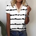thumbnail image 1 of Fiudx Ropa de Mujer Blusa de Manga Corta con Retazos de Encaje y Cuello En V Estampado Informal a La Moda para Mujer, 1 of 5