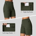 thumbnail image 2 of POENTAB Summer Shorts for Women Casual Hiking Fishing Cargo Shorts Quick Dry Lightweight Athletic Golf Zipper Pockets Green, 2 of 6