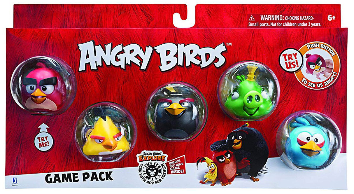 Angry Birds Game Pack Red, Bomb, Chuck, King &amp; Blue Bird Figure 5-Pack