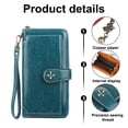 thumbnail image 3 of New women's long purse multifunctional zipper mobile phone bag fashion buckle hand bagblue, 3 of 5