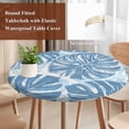 thumbnail image 3 of Blue Monstera Deliciosa Round Tablecloth 55-60 Inch Round Fitted Table Cloth with Elastic Edge, Summer Botanical Tropical Waterproof Table Cover Protector for Outdoor Picnic Party Dining, 3 of 9