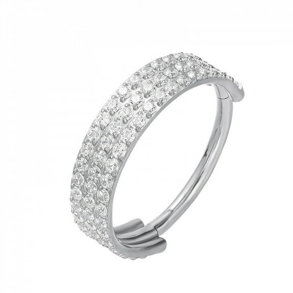 SEPARQI Titanium Micro Cubic Zirconia Hinged Nose Hoop Ring Body Jewelry Unisex