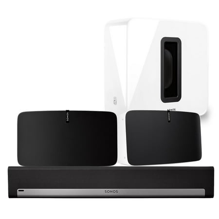 Sonos PLAYBAR, SUB Wireless Subwoofer & PLAY5 (Pair) (Gen 2) Speaker White (Sonos Playbar Best Price Australia)