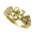 thumbnail image 3 of 14K solid yellow gold Hawaiian 7mm-9mm-7mm plumeria flower ring, 3 of 4