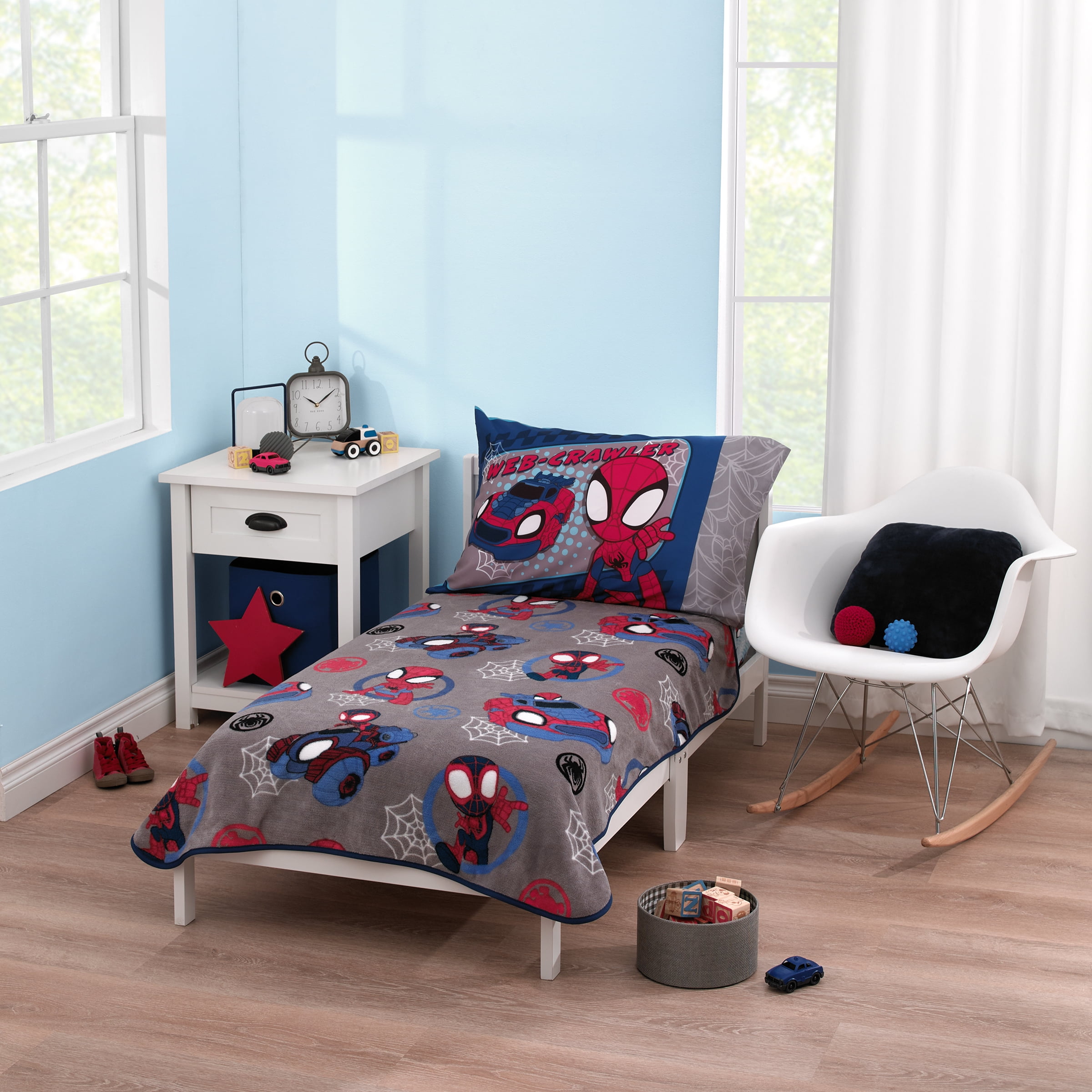 Marvel Spidey Time Plush Toddler Blanket, Grey, Red and Blue, 40 x 50", Polyester, Boy