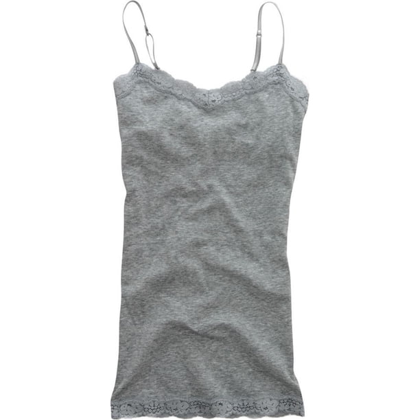 Aeropostale Solid Classic Lace Cami Tank Top para mujer, gris, extragrande