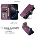 thumbnail image 2 of ShieldFlex Wallet Case for Samsung Galaxy S25 RFID Blocking 5-Card Holder Soft PU Leather Magnetic Snap Crossbody Shoulder Strap Zipper Pocket Phone Case,Purple, 2 of 7