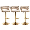 thumbnail image 1 of Set de 3 taburetes de bar Riknuxi de terciopelo beige giratorios, 1 of 7