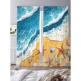 thumbnail image 3 of Summers Coastal Sheer Curtains 2 Panels Set Gradient Color Shells Watercolor Starfish Sheer Window Curtains Light Filtering Rod Pocket Voile Drapes for Bedroom Living Room 52"X108", 3 of 8