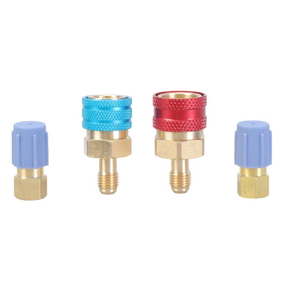 JZROCKER 2pcs High/Low Side Quick Coupler Set Brass Connector Adapter for Efficient Car Air Conditioning Maintenance for R1234YF