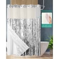 thumbnail image 2 of No Hook Shower Curtain with Snap in Liner, Grey Impressionist Forest Oil Painting Art Hotel Shower Curtains for Bathroom, Washable Shower Curtain Liner Set with Mesh Top Window, 72”x78”, 2 of 6