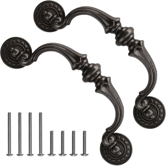 Pack 55 5 1/2 CC Inch Drawer Pulls 2 140mm Hole Centers Vintage Style Large Drop Bail Handles for Dresser Cabinet Furniture Knob Hardware Dark Antique Bronze English Black Pull Swing