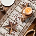 thumbnail image 5 of Western Texas Star Table Runner, Vintage Rust Red Star Berry White Wood Grain Cotton Linen Kitchen Table Decoration Washable Dining Tabletop Runners for Home Party Decor 13x72 Inches, 5 of 9
