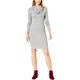 thumbnail image 1 of Maison Jules Vestido ajustado y acampanado con cuello vuelto para mujer, gris, pequeño, 1 of 2