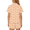 thumbnail image 5 of ITSAME Girls Outfit Sets, Bow Print Lapel Button Up Tops and Shorts Fashion Lougewear 2-Piece Orange Size 14-15, 5 of 7