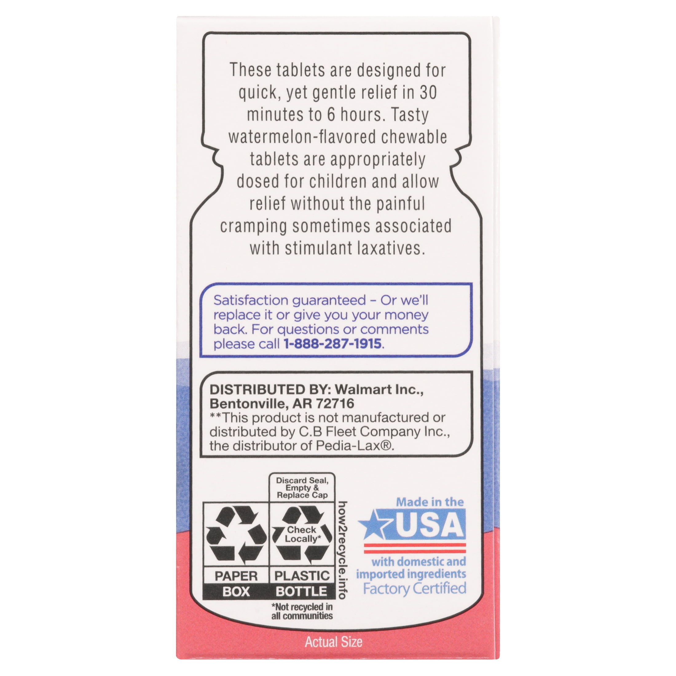 Equate Children's Saline Laxative Chewable Tablets, Watermelon Flavor, 30 Count