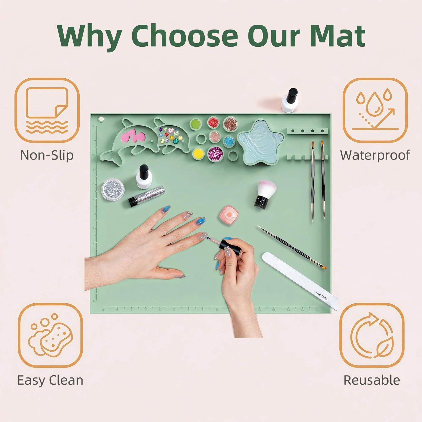 Silicone Art Mat Set, Reusable Art Mat, Includes 10 Paintbrushes and Brush Cleaner, Children's DIY Art Supplies