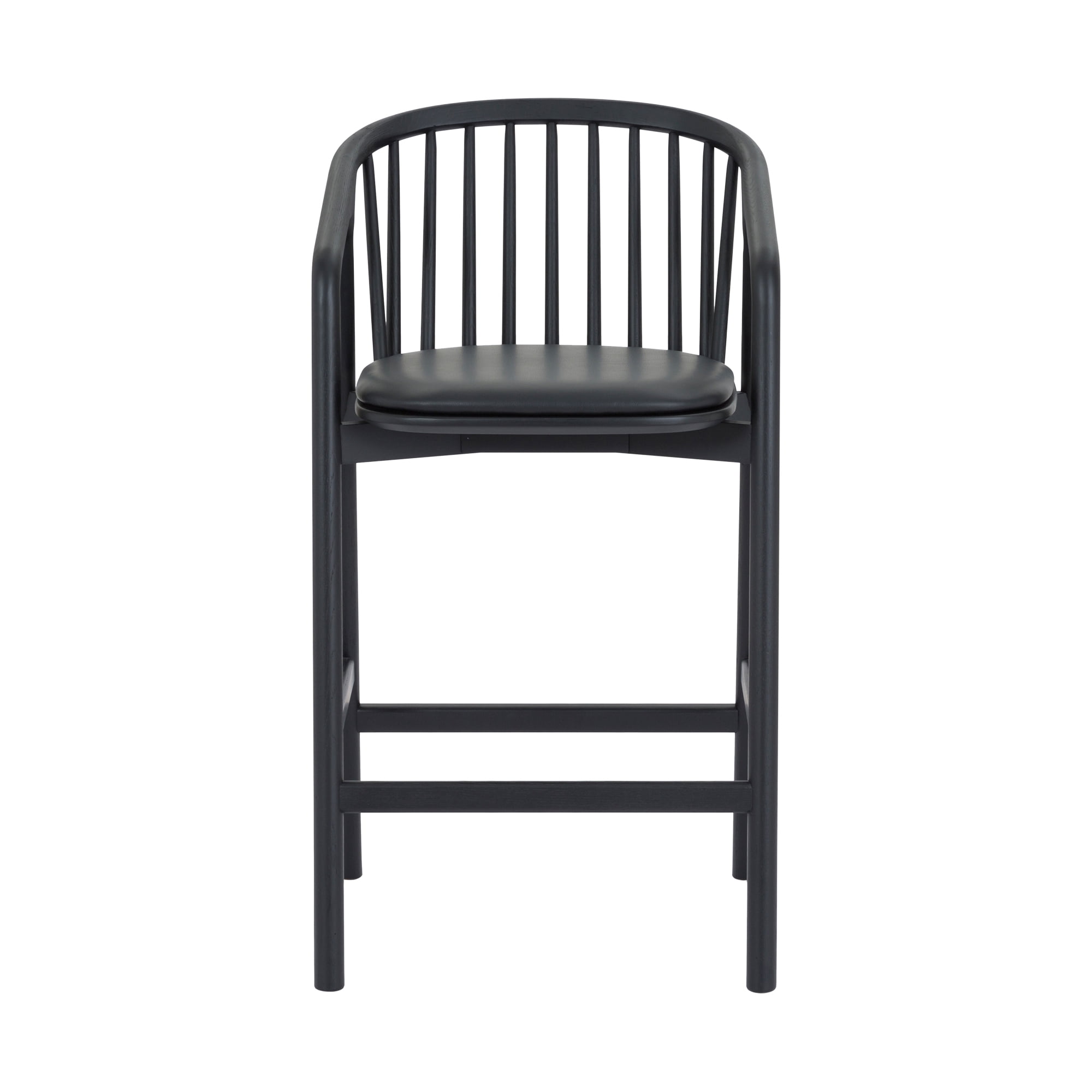 Larisa Adjustable Black Wood Bar Stool in Gray Faux Leather with Golden Bronze and Black Metal