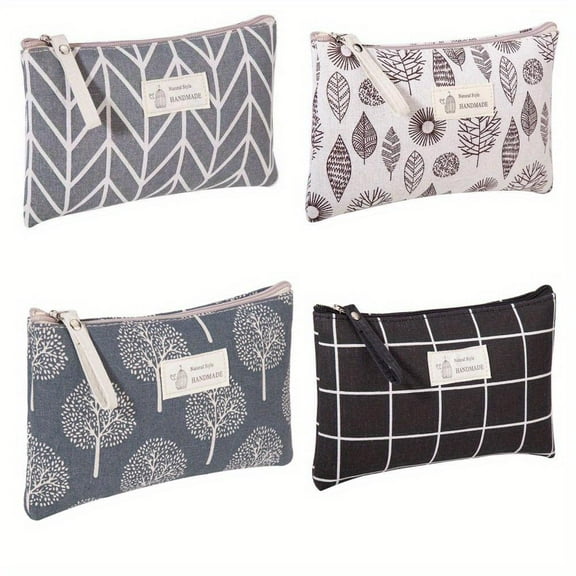 4 Pack Travel Size Toiletries Bag Canvas Makeup Organizer Bag Multi-Function Small Zipper Pouch for Carrying Lipstick Makeup Tools Toiletries