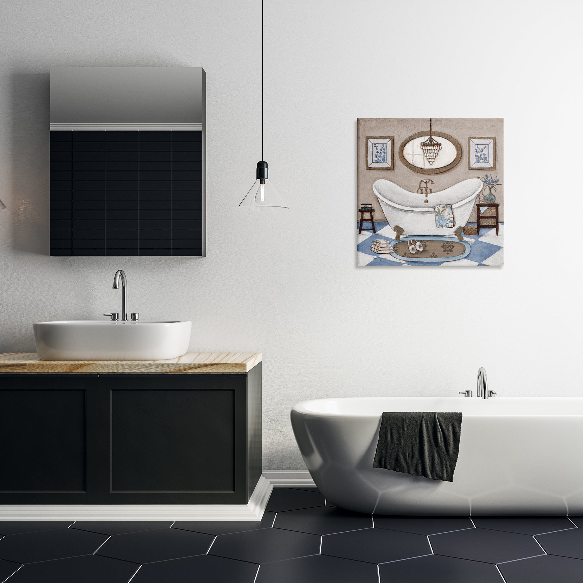 Stupell Industries Checkered Relaxing Bathtub Canvas Wall Art, design by Janet Tava