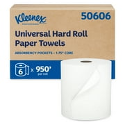 Kleenex Professional Universal Hard Roll Paper Towels, Bulk (50606), Hardwound 1.75" Core, Premium Absorbency Pockets, White (6 Rolls at 600' Each, 3,600'/Case)