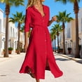 thumbnail image 2 of Arlun Linen Shirt Dresses for Women Button down Drawstring Elastic Waist Long Sleeve Causal Dress Plain Long Maxi Dresses 2026 Trendy Spring Outfits Red M, 2 of 6