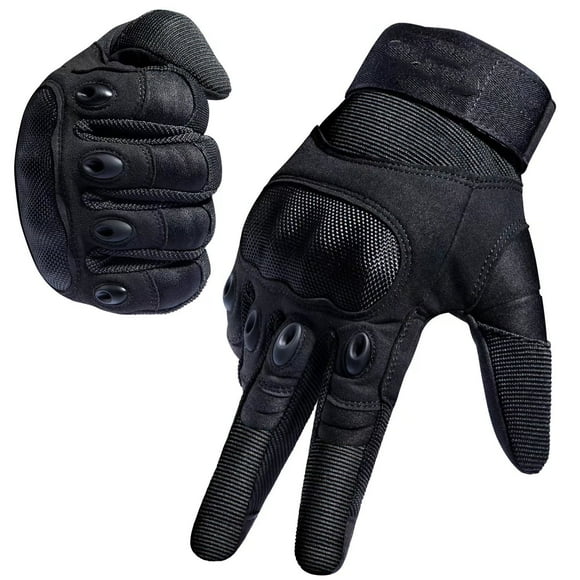 Gants de moto Gants de sport pour hommes Gants tactiques à doigt complet avec dos rembourré adaptés à la moto, au paintball et à d'autres activités de plein air (M)-Noir