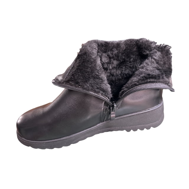Bottines pour Femmes, Décontractées d'Hiver à Enfiler avec Doublure en Velours, Boucle Réglable et Talon Compensé Plat, Confortables pour un Usage Quotidien en Extérieur
