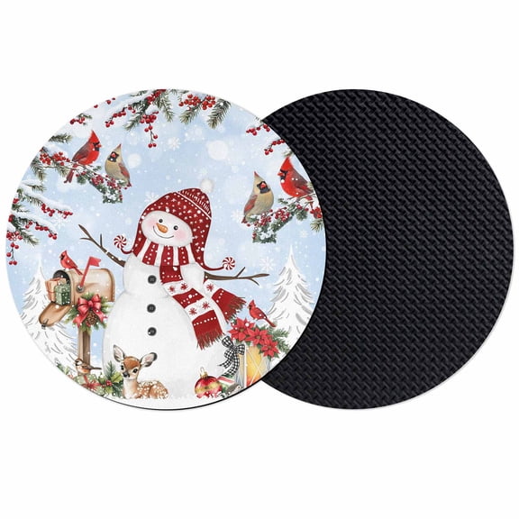 Blue Christmas Coasters Set of 2, Absorbent Coasters for Drinks, Red Snowman Xmas Tree Snowflake Winter Coaster for Desk Coffee Table Protection, Home Decor House Warming Gifts 4"