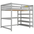 thumbnail image 5 of Harper & Bright Designs Full Size Rubber Wooden Loft Bed with Storage Shelves and Under-Bed Desk for Teens Adult, Gray, 5 of 13