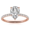 thumbnail image 5 of Solitaire Brilliance 2.5Ct Pear Lab Grown Diamond Hidden Halo with Pave Accent Wedding Solitaire Ring 18K Rose Gold, Ring Size 8, 5 of 5