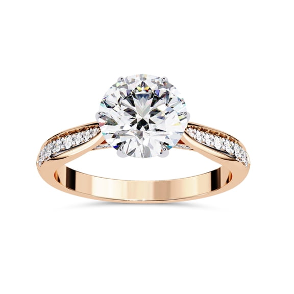 AFFY Solitaire Engagement Rings for Women, Center 6.5mm Round Cut Lab Created Moissanite Wedding Anniversary Ring in 10K Solid Rose Gold Size-10