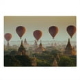 thumbnail image 2 of East Cutting Board, Hot Air Balloon over Plain of Bagan Misty Morning Myanmar Famous Heritage, Decorative Tempered Glass Cutting and Serving Board, Large Size, Peach Orange Cinnamon, by Ambesonne, 2 of 5