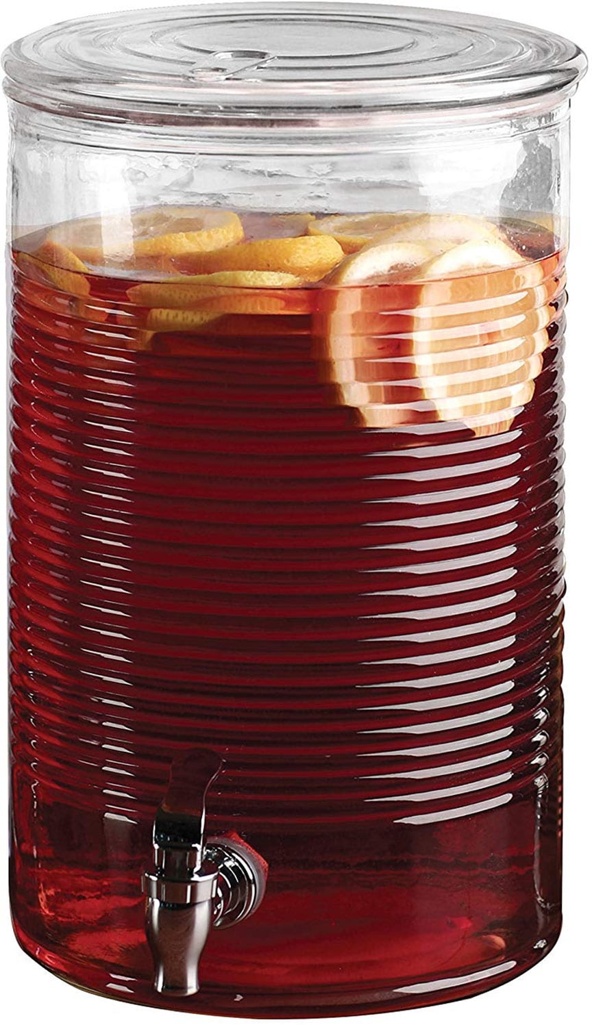 Circleware Canned Collection Glass Beverage Dispenser with Lid, Clear
