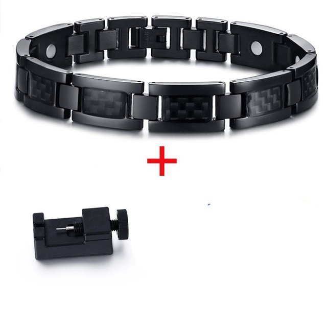 Bracelets pour Hommes Énergie Fibre Chaîne en Acier Inoxydable Aimant