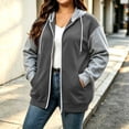 thumbnail image 7 of Plus Size Zip Up Hoodie for Women Color Block Long Sleeve Sweatshirt with Pockets for Fall Winter, 7 of 7