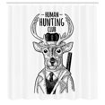 thumbnail image 3 of Ambesonne Deer Hunting Shower Curtain, Sarcastic Humor Sketch, 69"Wx84"L, Charcoal Grey and White, 3 of 5