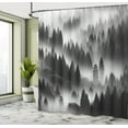 thumbnail image 2 of Ambesonne Black and White Shower Curtain, Foggy Forest Scene, 69"Wx75"L, Grey and Charcoal Grey, 2 of 4