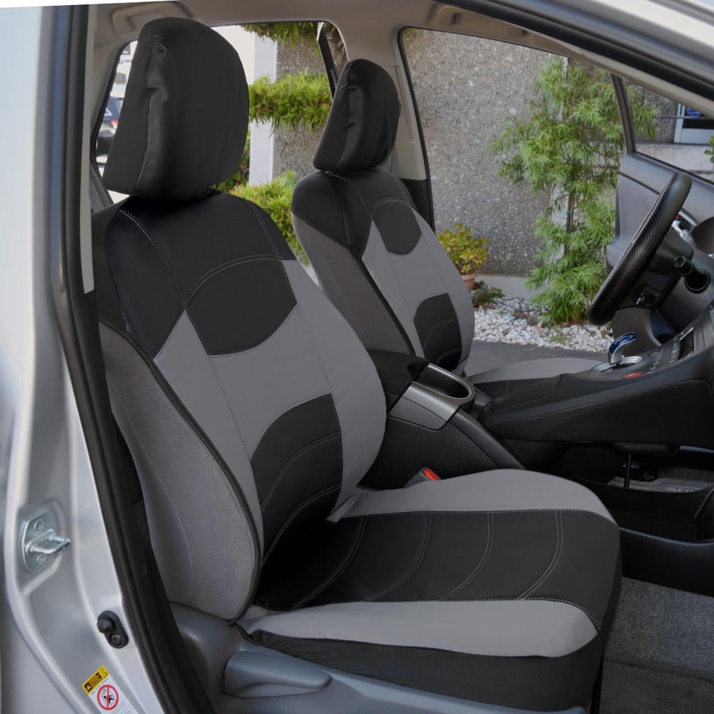 Soft & Smooth Leatherette Sideless Front Car Seat Covers (Black & Slate Gray)