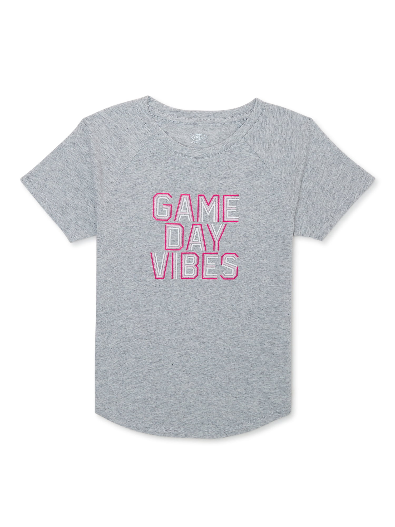 Athletic Works Girls Graphic Active T-Shirt with Short Sleeves, Sizes 4-18 & Plus